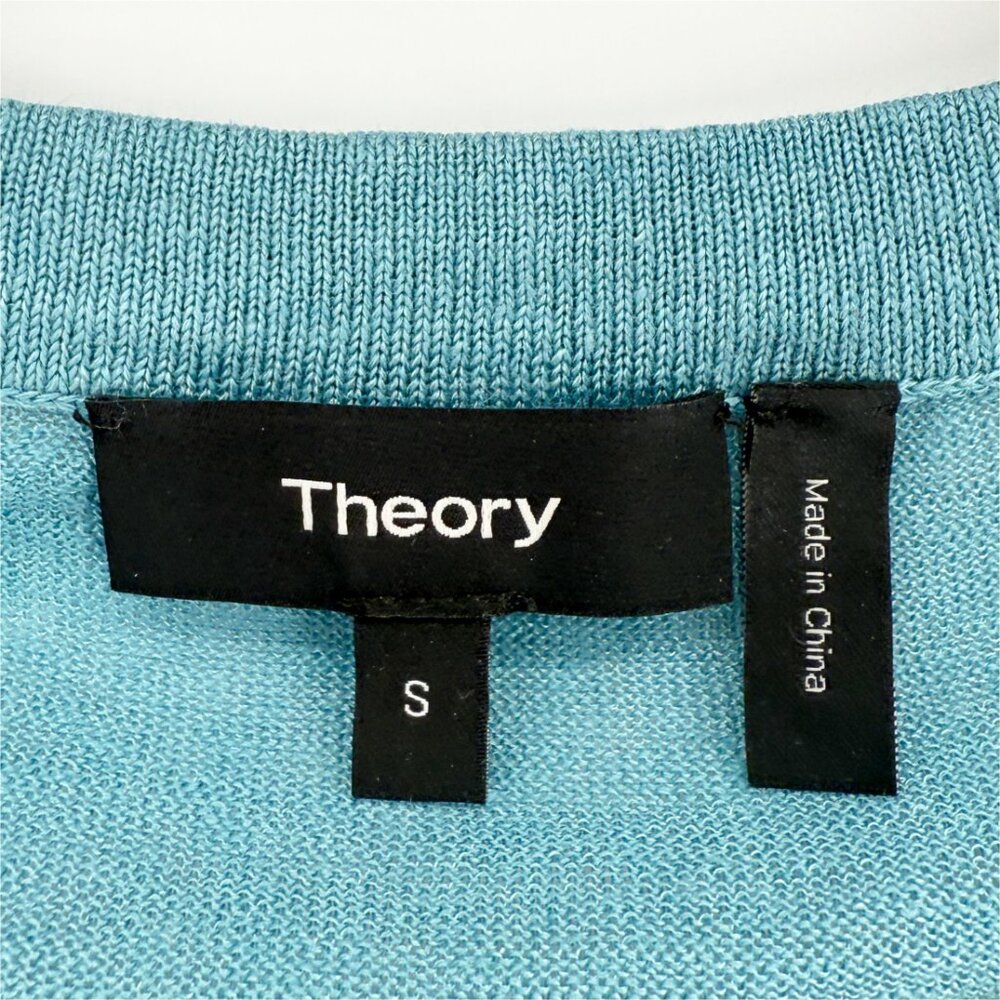 Theory Teal Short Sleeve Crepe Knit Small - Picture 5 of 7